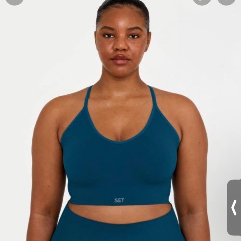 Set active ribbed v bra tank in cove